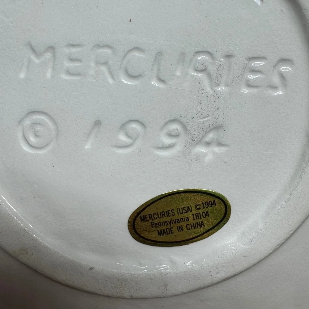 Vintage 1994 Mercuries Farm Barn Teapot Set with Tray and 4 Plates Cow Pig Sheep